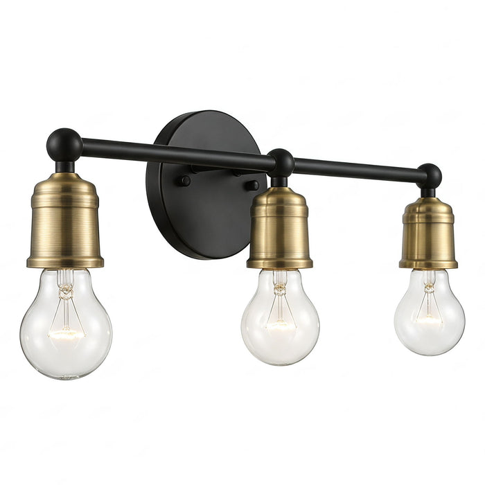 3 Light Wall Sconce, Vanity Light, No Bulbs Included - Black / Gold
