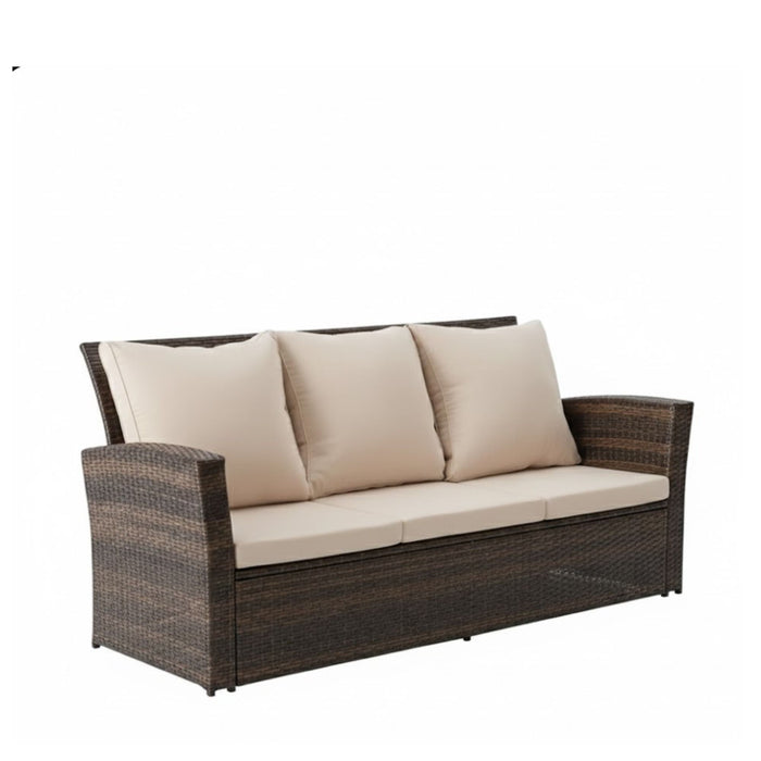 All-Weather Wicker 3 Seat Patio Sofa With Thick Cushions
