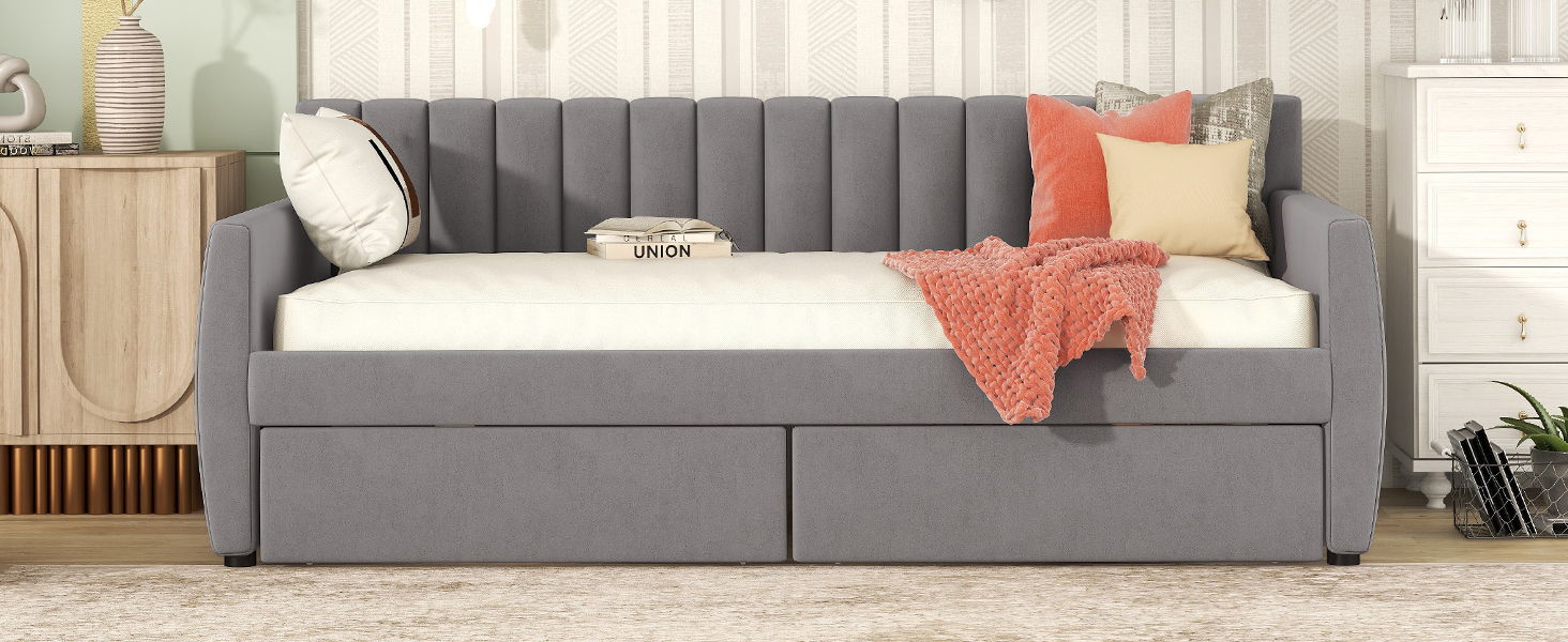 Upholstered Daybed With Slat Support