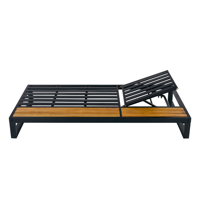 Chaise Lounge Set, 5 Position Adjustable, Flat Side Surface Storage