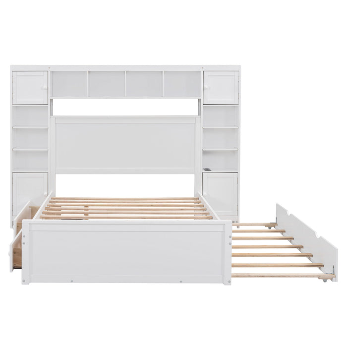 Bed With All In One Cabinet, Shelf And Sockets, Trundle