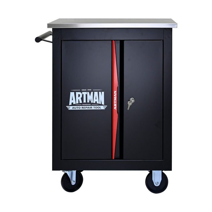 Double Door Clapboardl Multi Function Tool Cart - Black / Red