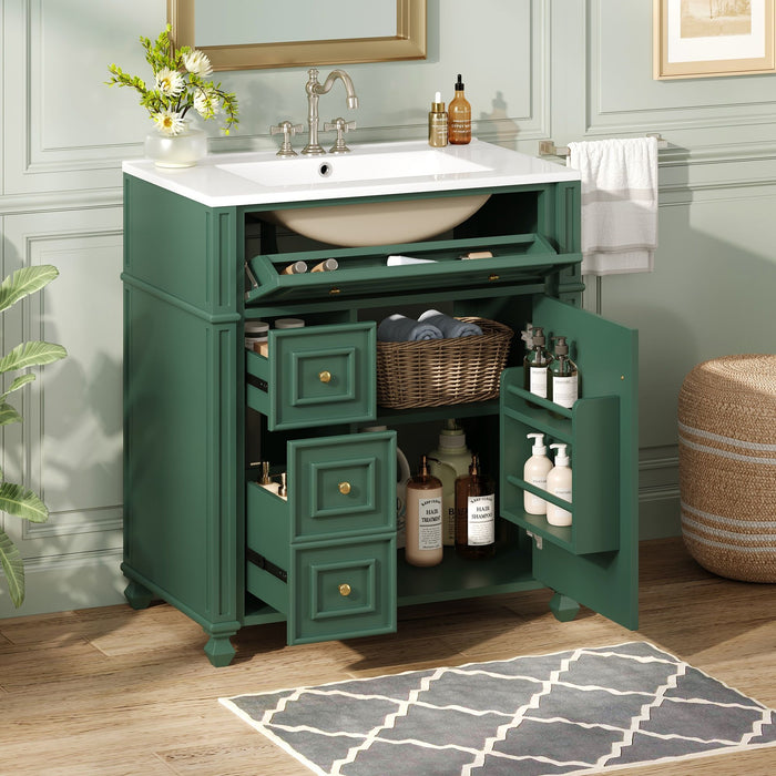 Bathroom Vanity Cabinet With Sink, Soft Close Doors With Door Organizer