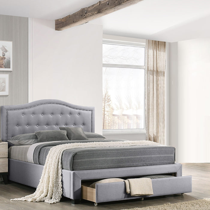 Modern Button Tufted Arch Headboard Bed With Storage Footboard