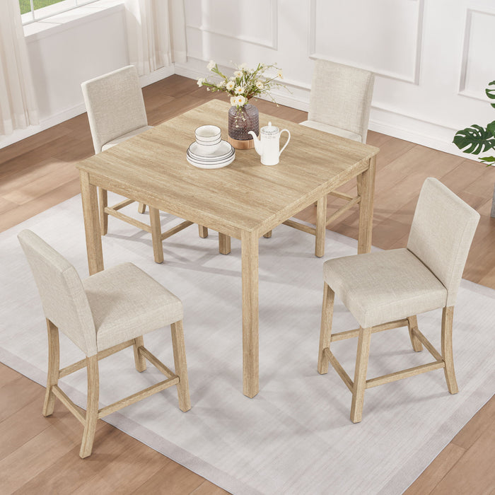 5 Piece Counter Height Table Set With 4 Chairs