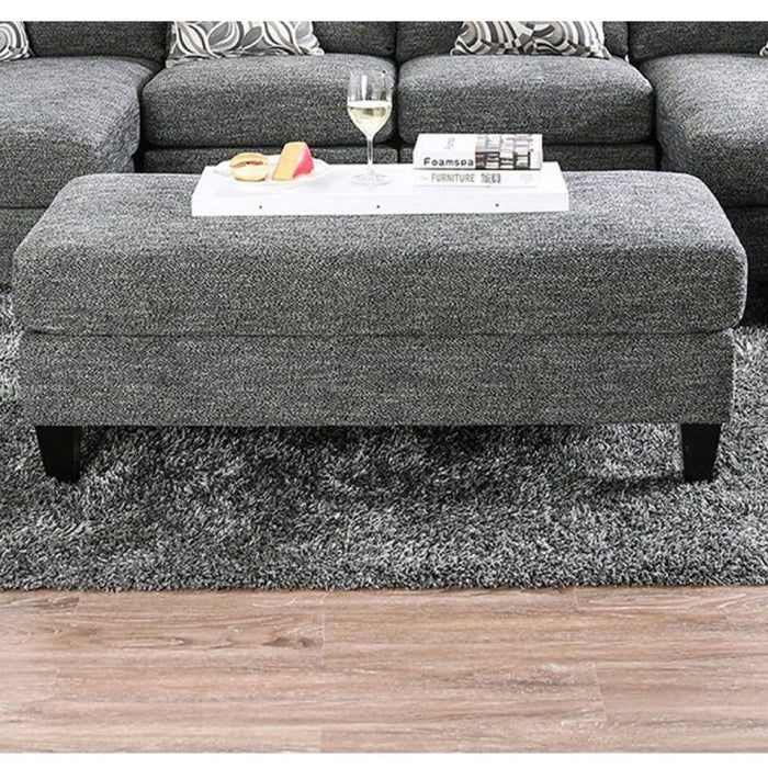 Ottoman With Plush Seat Living Room Furniture - Gray