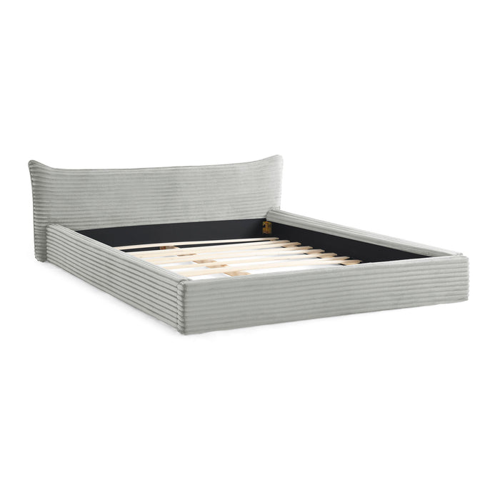 Modern Upholstered Bed Frame With Curved Headboard