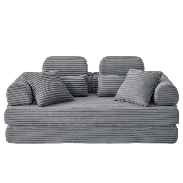 Convertible Sleeper Sofa With & Side Storage Pocket, Foldable Upholstered Couch For Living Room