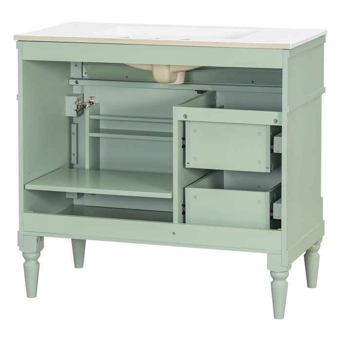 Freestanding Bathroom Vanity With Sink, Adjustable Shelf, Flip Drawer