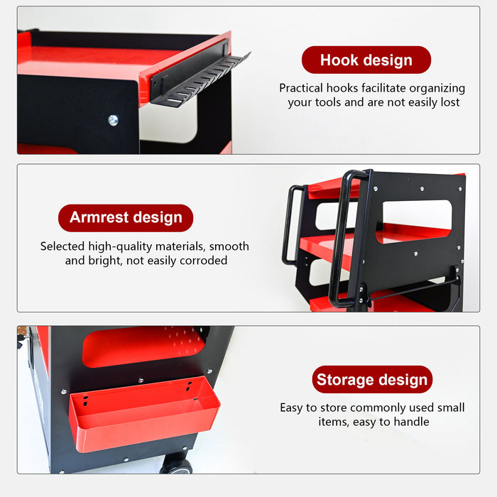 4 Level Multi Purpose Trolley For Diagnostics - Black / Red