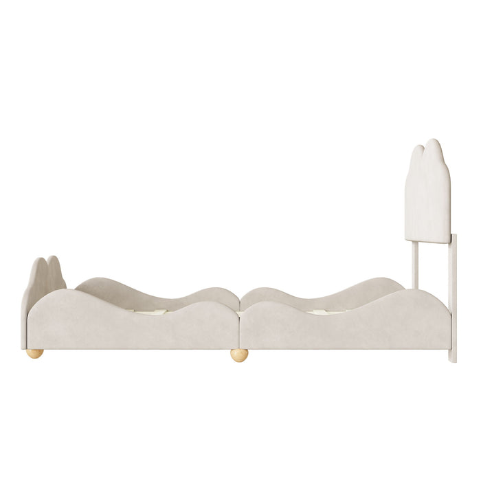 Upholstered Platform Bed With Cloud Shaped Board
