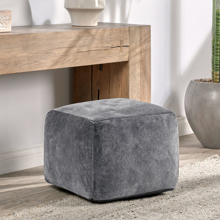 Heirloom - Velvet Pouf - Stone Gray