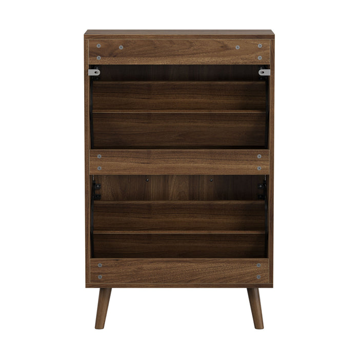 Shoe Cabinet, Upright Storage Unit - Walnut