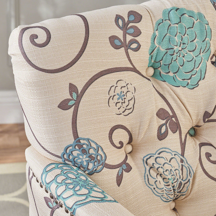 Vitality - Club Chair With Button Tufted Diamond Stitching And Turned Legs