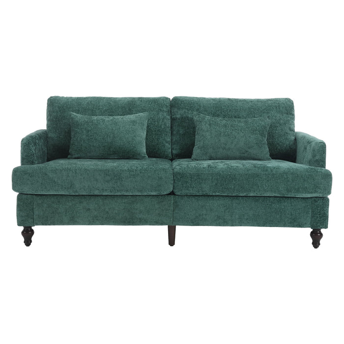 Mid Century Modern Chenille Fabric Loveseat Sofa, 2 Seat Upholstered Couch