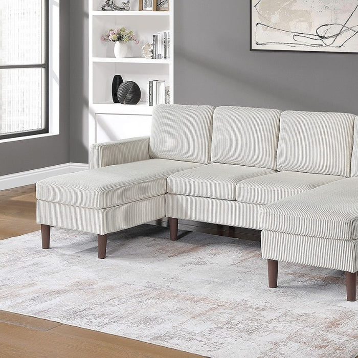 Sectional Set With Dual Chaises And Square Arms