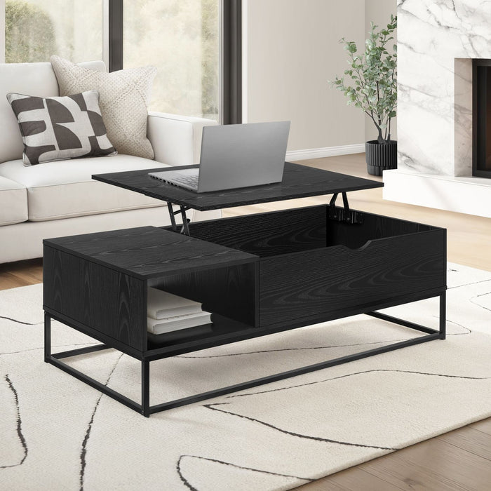 Coffee Table With Lift Top, Storage, Living Room Accent - Black