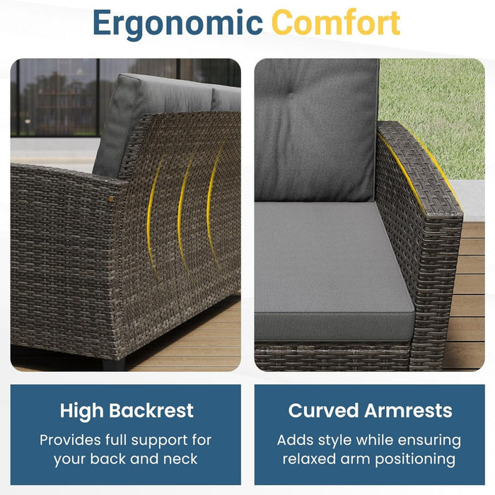 Modern All-Weather Patio Set With Cushions And Table