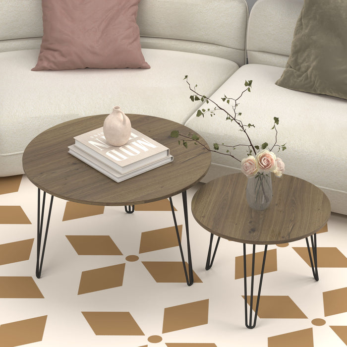 Round Nesting Coffee Table For Living Room (Set of 2)