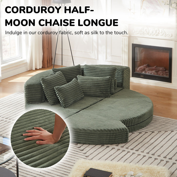 Semi Circular 2 In 1 Sofa Bed With Neck Pillow And Throw Pillows