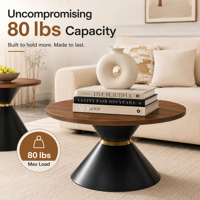 2 Piece Round Coffee Table Set For Living Room