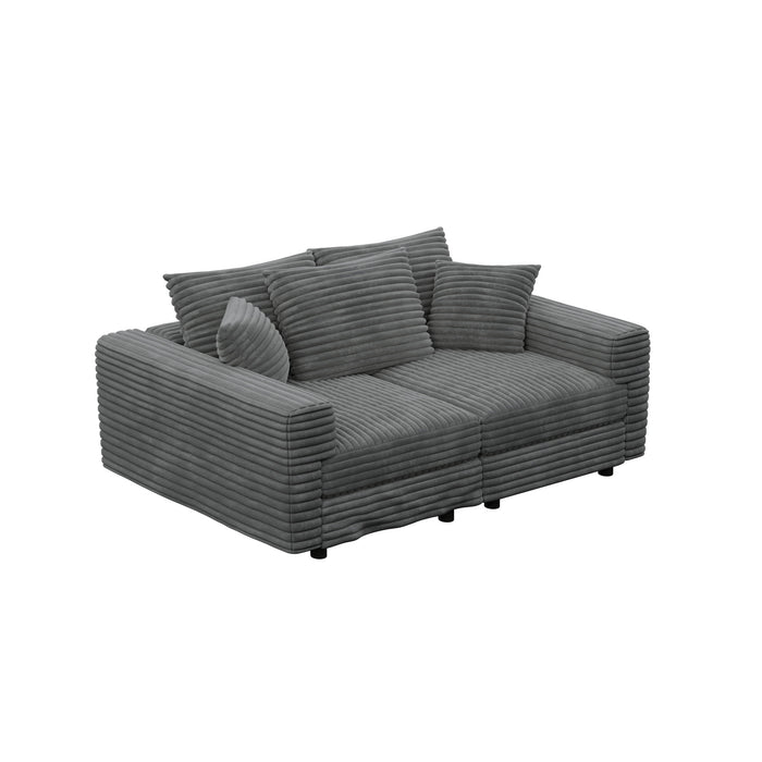 Plush Corduroy 4 Seat Sofa, Modern Comfy Upholstered Sofa Cloud Couch, Deep Seat Couches With Soft Pillows