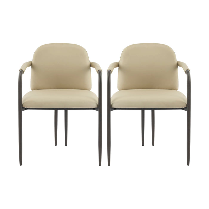 Modern Dining Chair (Set of 2) With Iron Frame - Espresso / Khaki