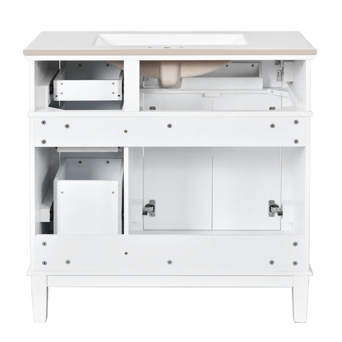 Modern Bathroom Vanity With Ceramic Sink, Soft Close Storage Cabinet