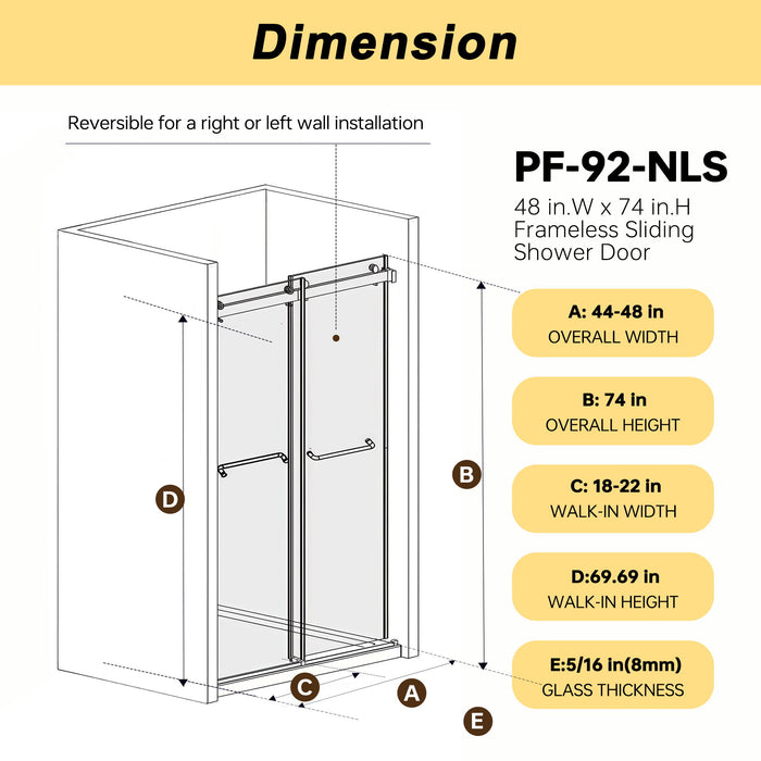Frameless Double Sliding Shower Door