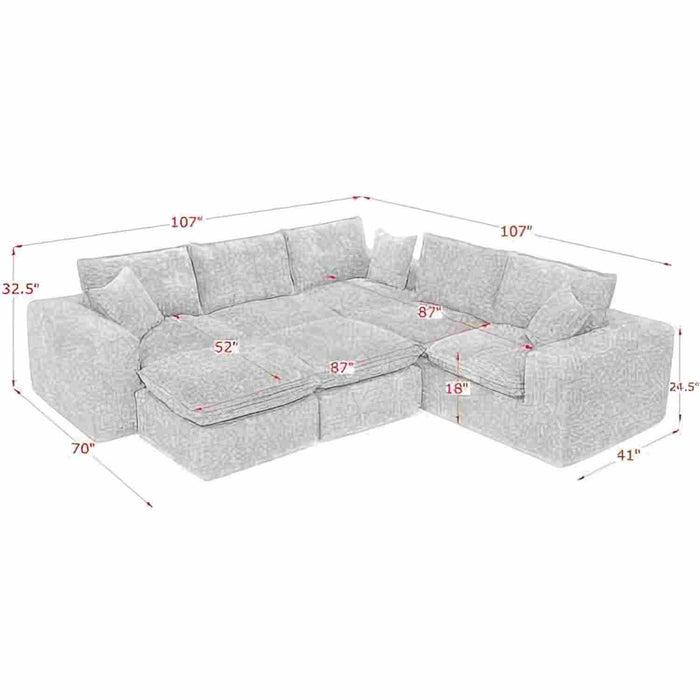 Sectional Sofa With Moveable Ottoman