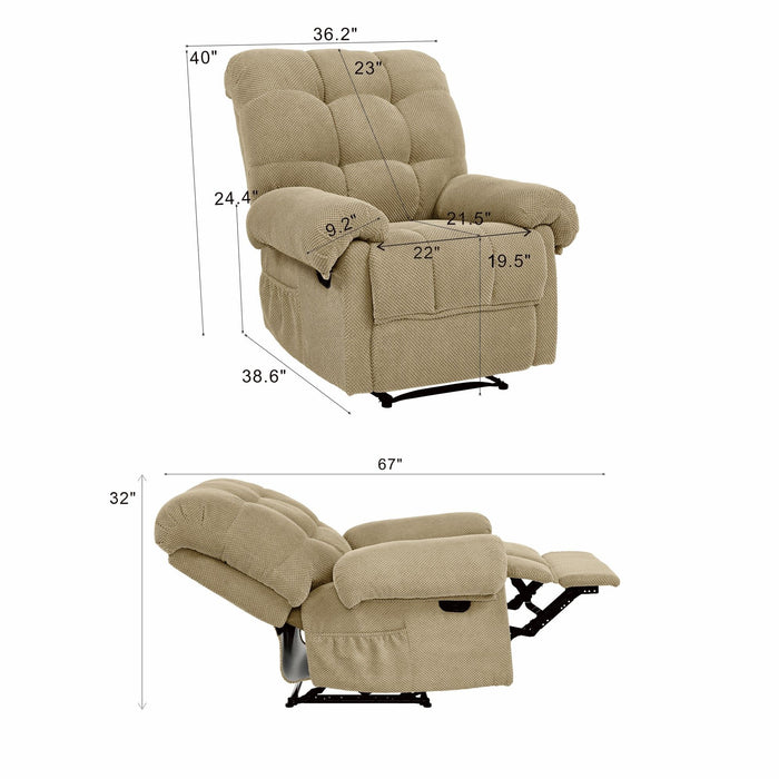 Manual Recliner, Padded Footrest