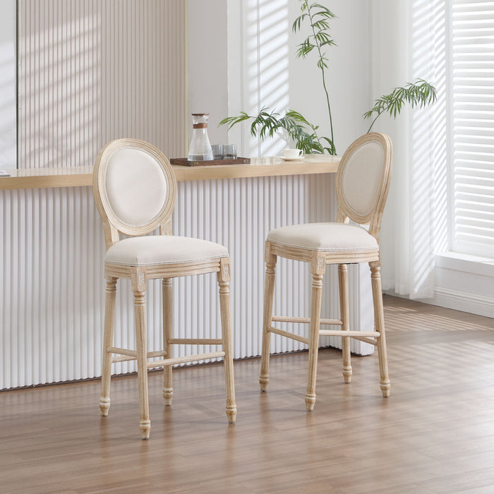 French Country Bar Chairs & Round Back (Set of 2)
