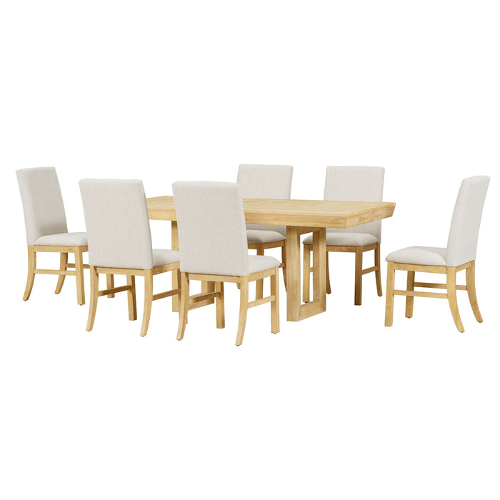 Topmax - 7 Piece Traditional Extendable Dining Table Set With Butterfly Leaf And 6 Upholstered Dining Table Set