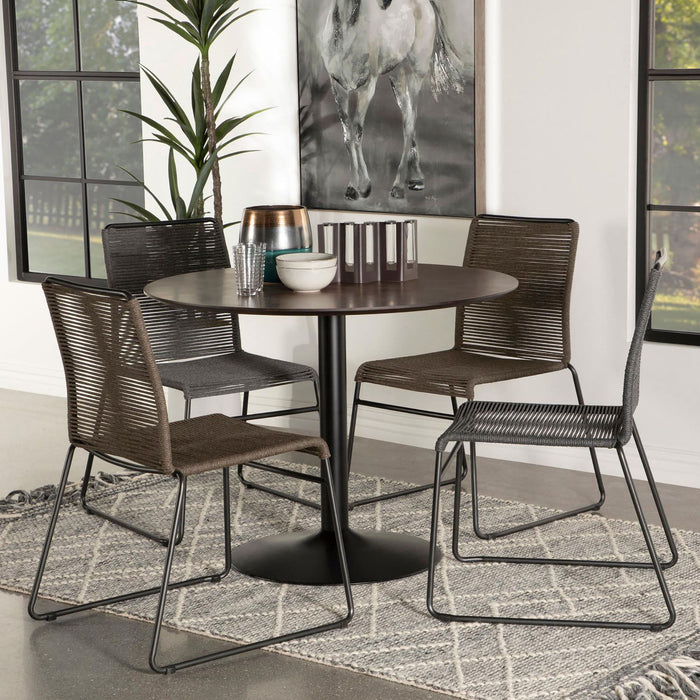 Round Dining Table With Pedestal Base - Warm Walnut