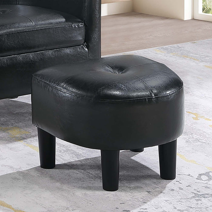 Accent Chair With Matching Ottoman Upholstered Round Backrest, Seating Set - Black