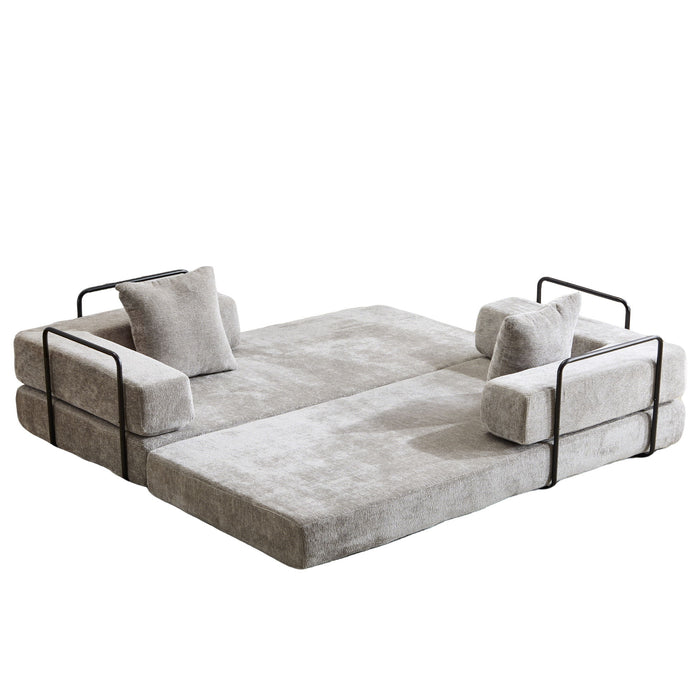 Convertible Floor Sofa Bed With Pillow Back Support Armrest