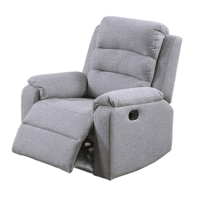 1 Piece Manual Recliner With Padded Seat And Backrest - Gray