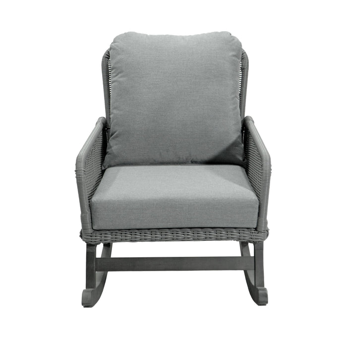 Contemporary Minimalist Wicker Rocking Chair With Soft Cushions