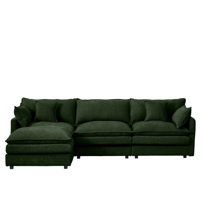 L Shaped Modular Sectional Sofa With Movable Ottoman, 3 Seater Comfortable Seating