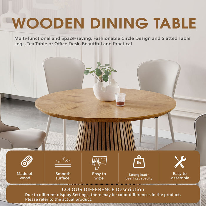 Round Dining Table For Dining Room - Natural Wood