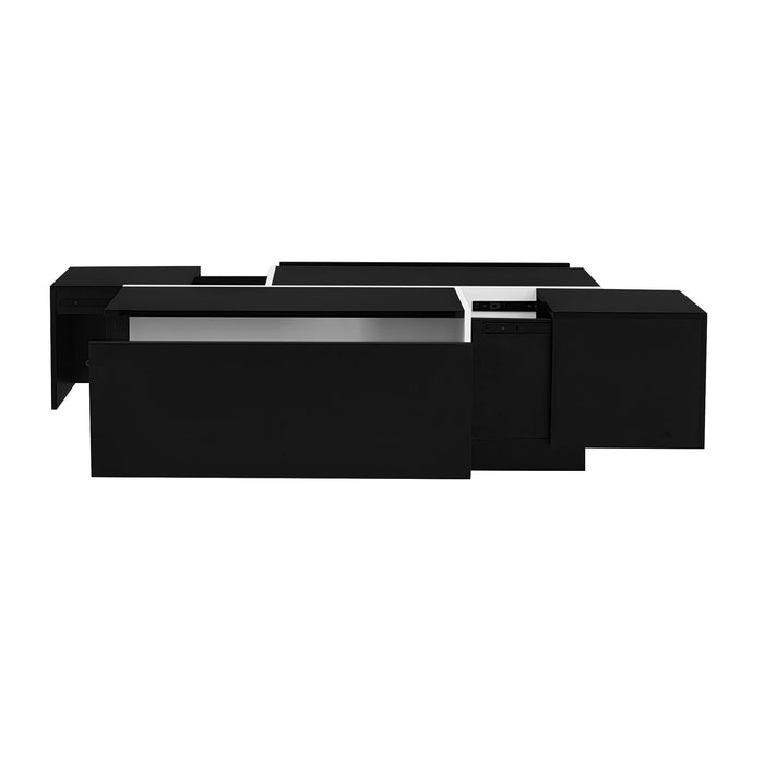 Extendable Coffee Table With 2 Hidden Storage Space And 2 Drawers For Living Room