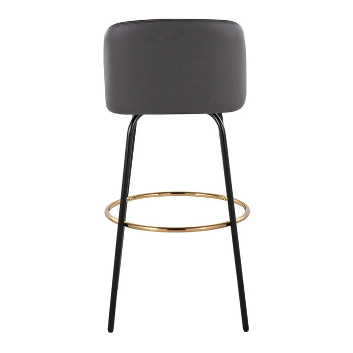 Toriano - Contemporary Fixed Height, Barstool With Swivel & Round Footrest (Set of 2)