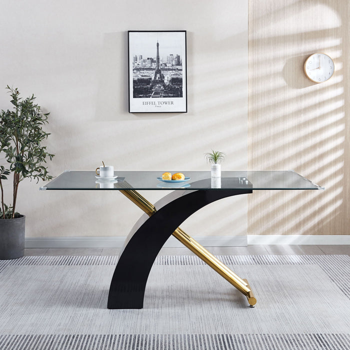 Stylish Dining Room Table, Luxury Glass Top Dining Table, Modern Design For Your House - Black