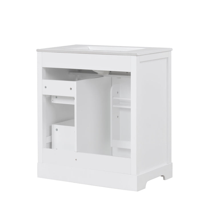 Bathroom Vanity With Sink Top, Cabinet With Door And 2 Drawers - White