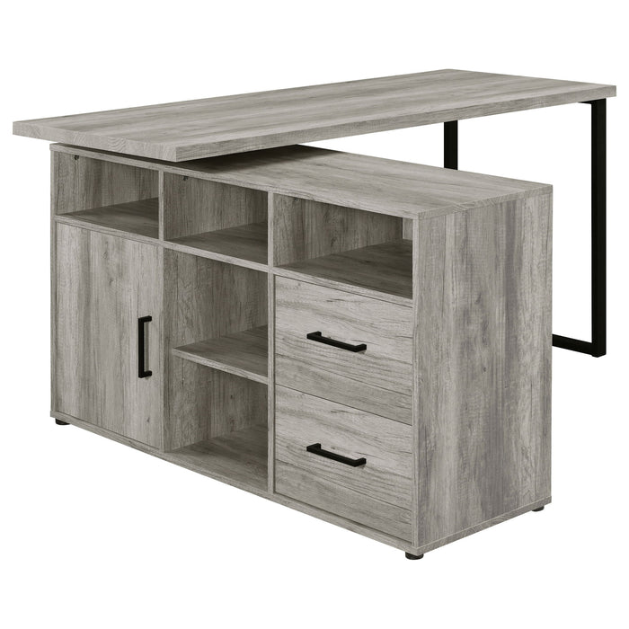 Corrado - L-Shape Office Desk With Storage - Gray
