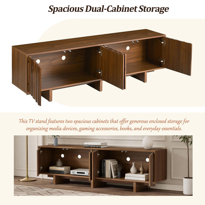 Retro Style TV Stand With Wavy Door
