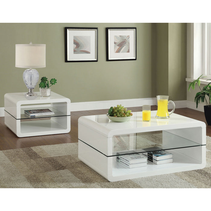 Emerson - 1 Shelf Rectangular Side End Table - White