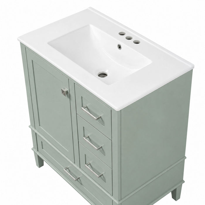 Bathroom Vanity With Sink, Soft Closing Door And Drawers - Light Green