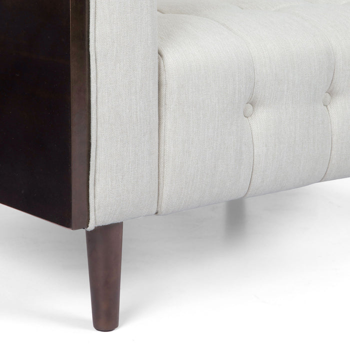 Contemporary 3 Seater Sofa With Button Tufted Waffle Stitching - Beige