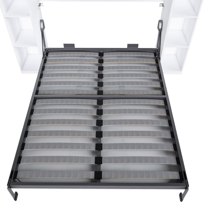 Queen Murphy Bed With Storage Cabinet - White